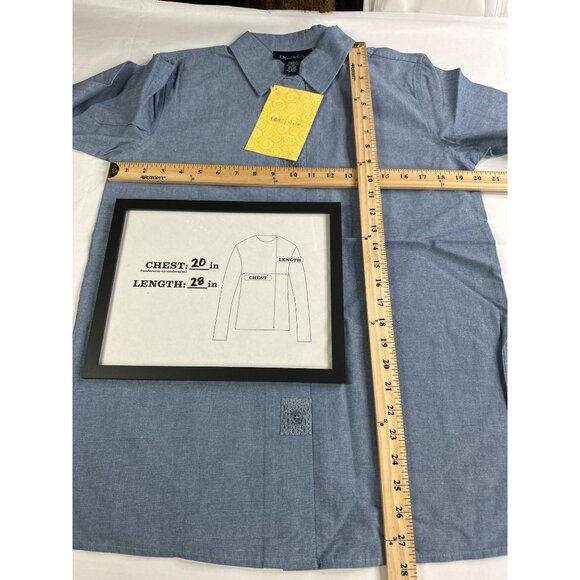 Vtg. Denim & Co. Womens small Long Sleeve New Blue Button-Down Shirt - Picture 6 of 9